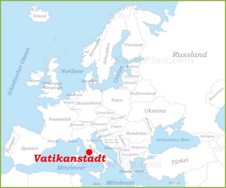 Vatikanstadt auf der karte Europas
