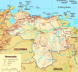 Straßenkarte von Venezuela