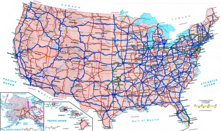 Straßenkarte von Vereinigte Staaten