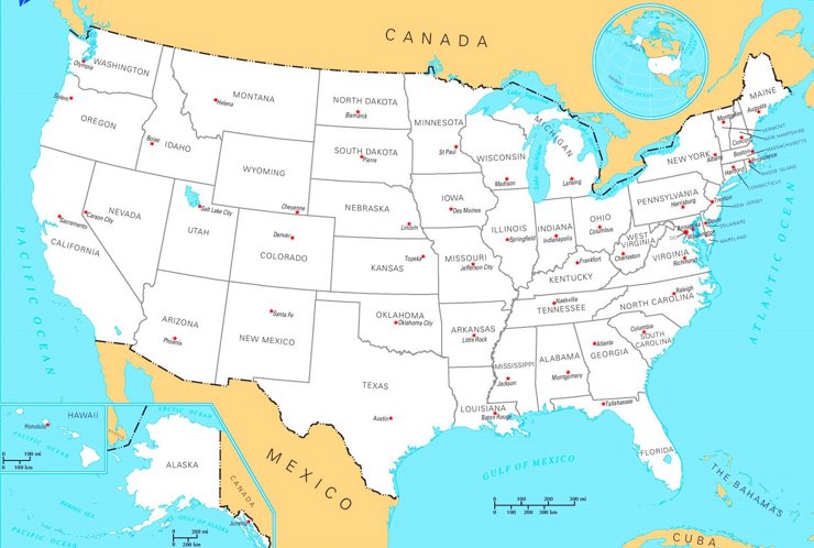 Vereinigte Staaten politische karte