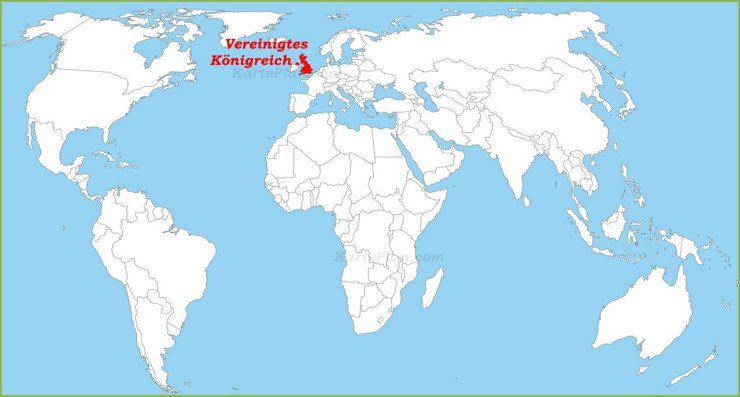 Vereinigtes Königreich auf der Weltkarte