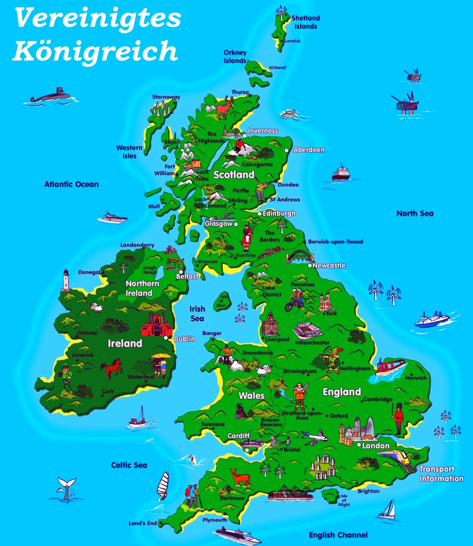 Vereinigtes Königreich touristische karte