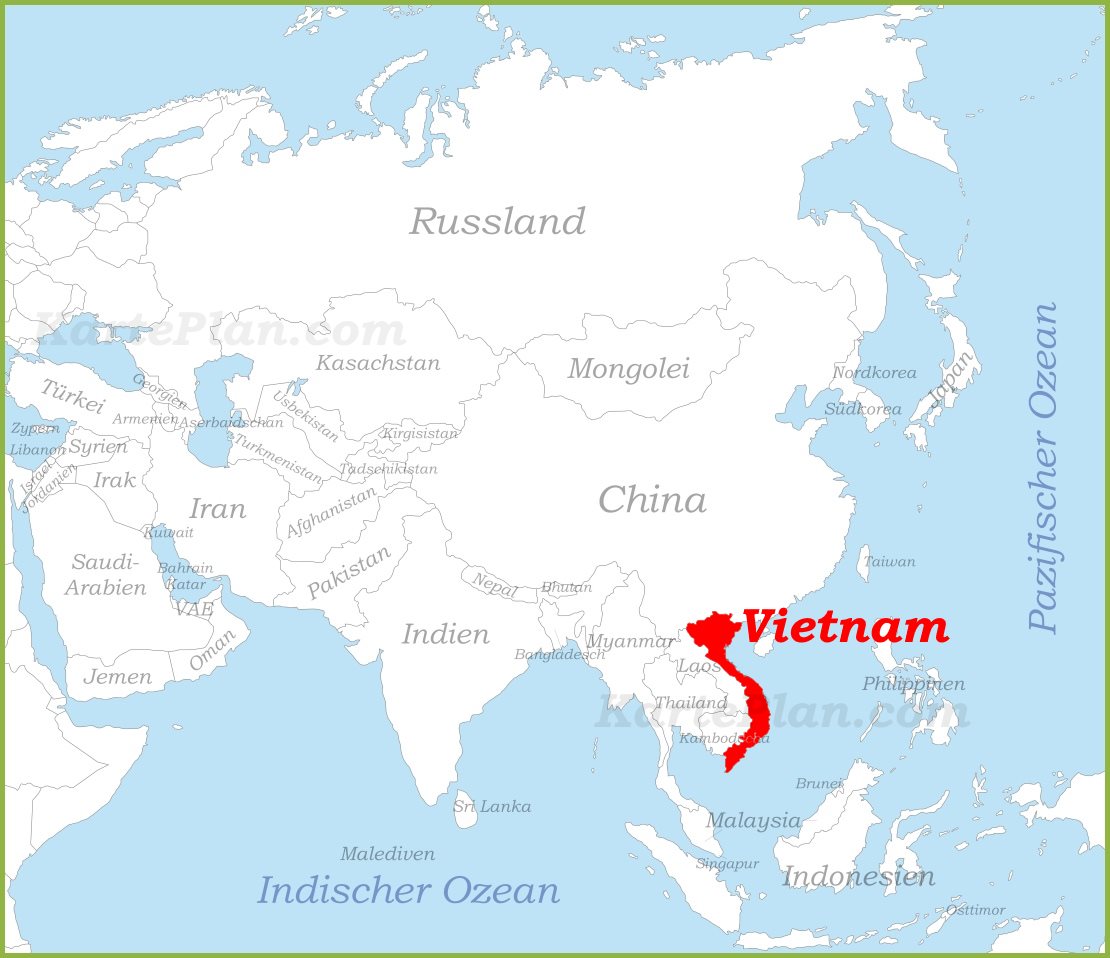 Vietnam auf der karte Asiens