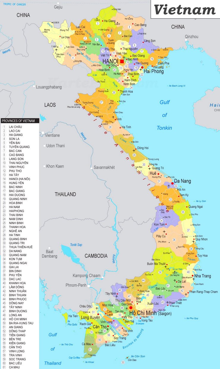 Vietnam politische karte