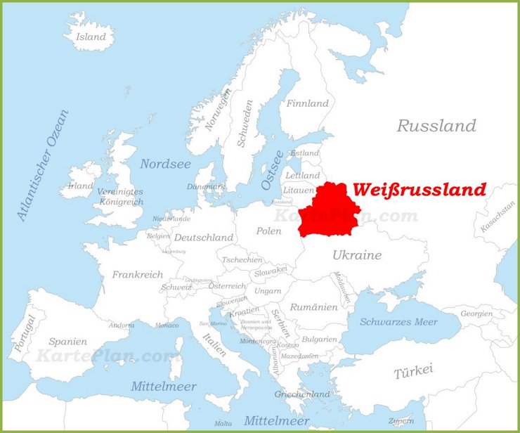 Weißrussland auf der karte Europas