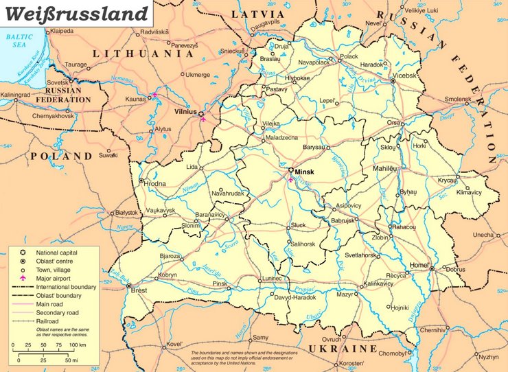 Weißrussland politische karte