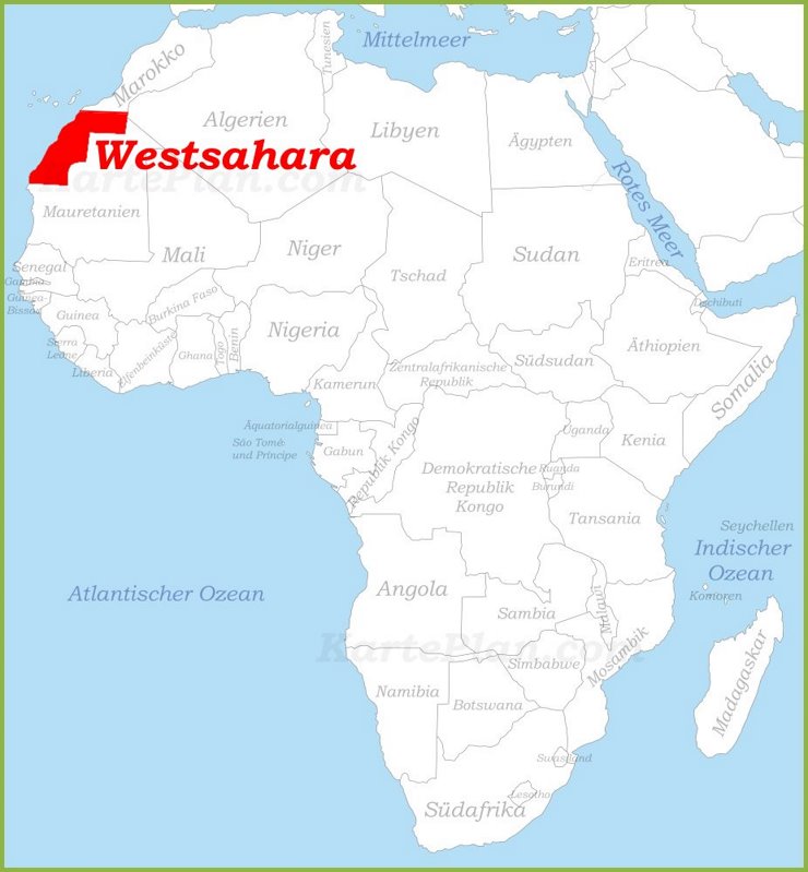 Westsahara auf der karte Afrikas