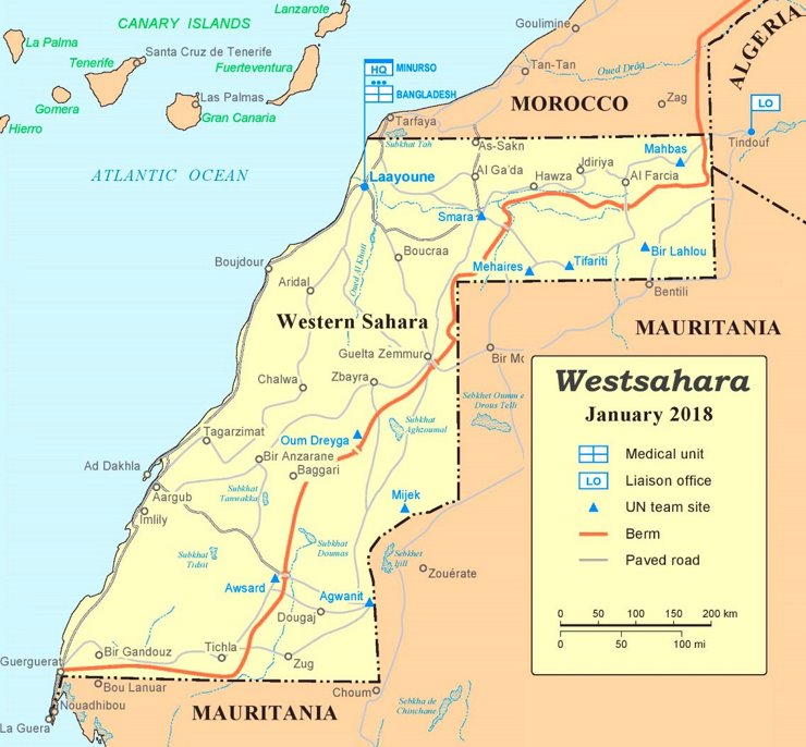 Westsahara politische karte