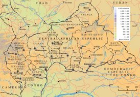 Physische landkarte von Zentralafrikanische Republik