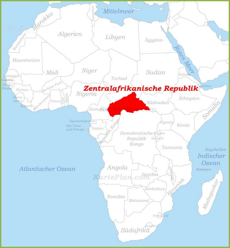 Zentralafrikanische Republik auf der karte Afrikas