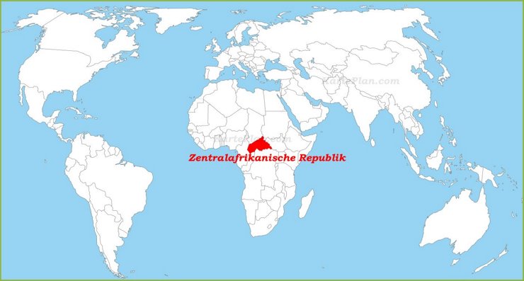 Zentralafrikanische Republik auf der Weltkarte