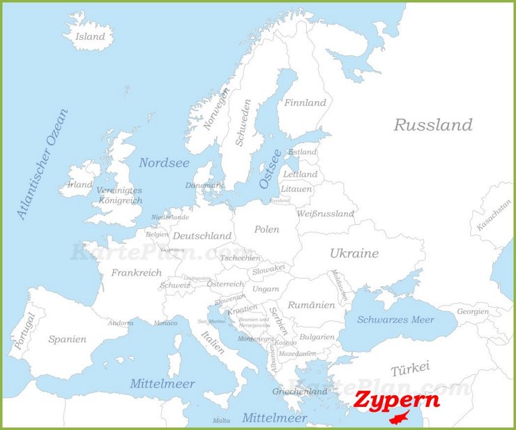 Zypern auf der karte Europas