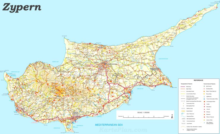 Zypern touristische karte